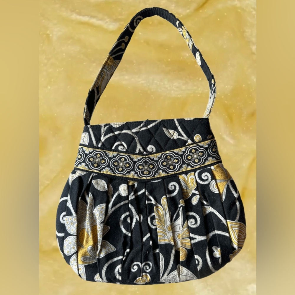 Vera Bradley Pleated Hannah Bag in Yellow Bird (Retired Fall 2009)